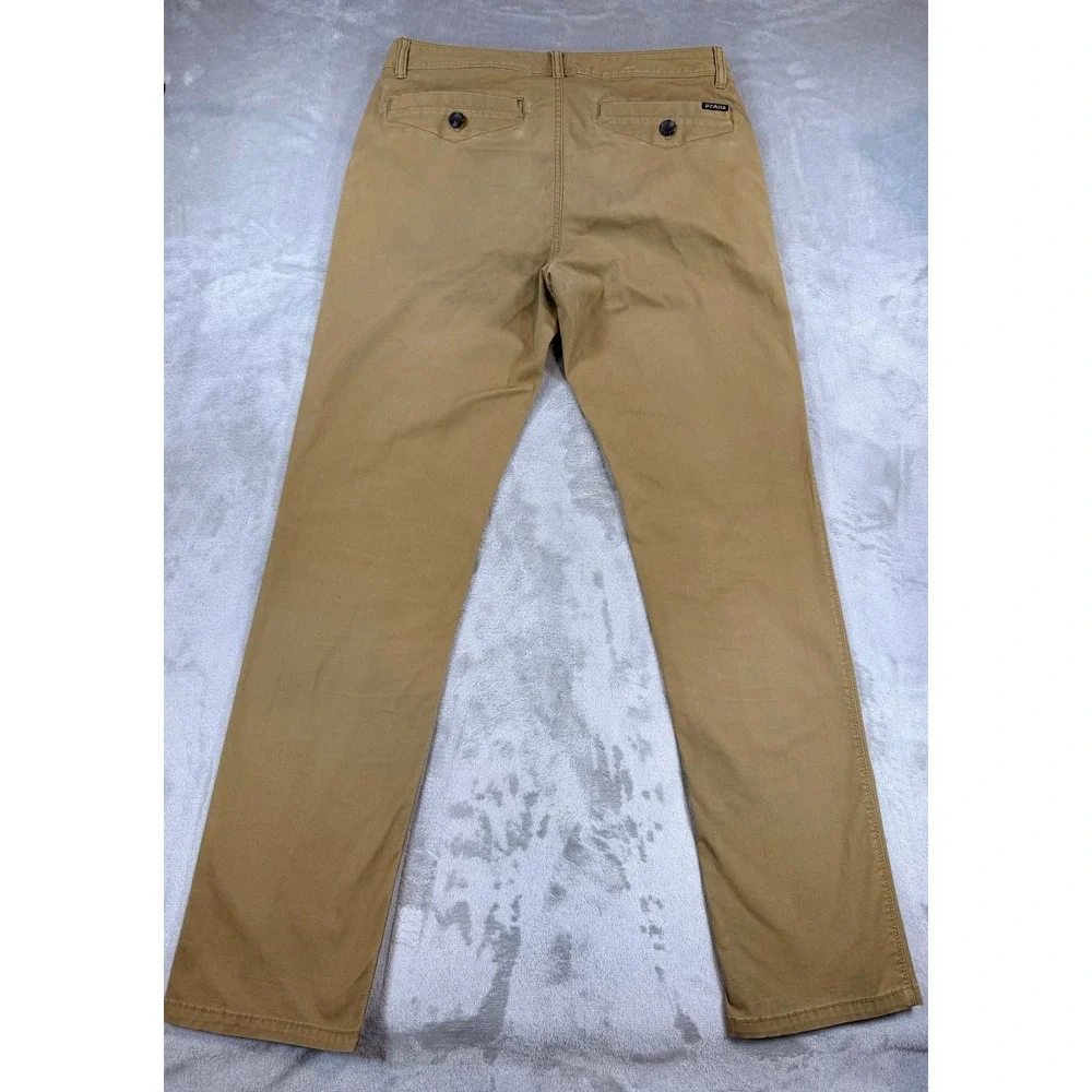 PrAna Mens Chino Organic Cotton Pants Straight Fit Stretch Cotton Tan 32x31